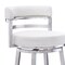 Armen Living Titana 30" Bar Height Swivel White Faux Leather and Brushed Stainless Steel Bar Stool 840254335080 - alternate 5